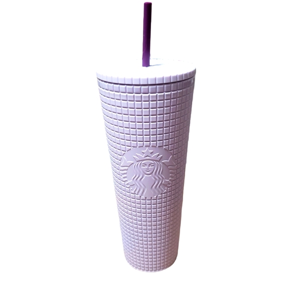 Starbucks Matte Lilac Grid Tumbler Cup 24oz NEW